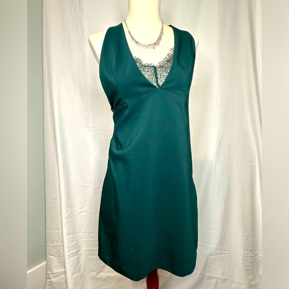 Zara Emerald green midi lace dress